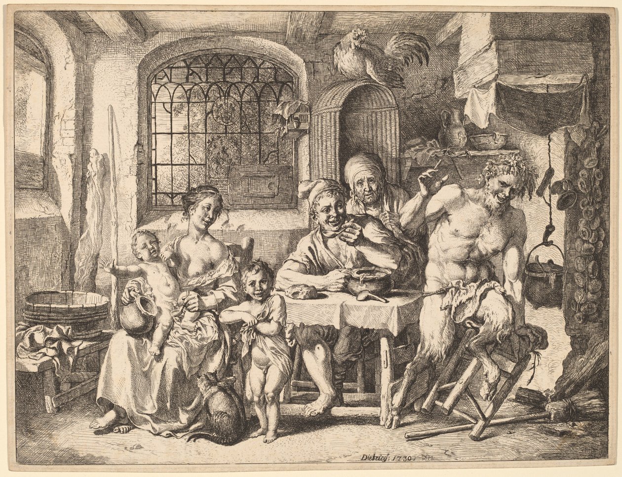 Un satiro che visita una famiglia di contadini da Christian Wilhelm Ernst Dietrich