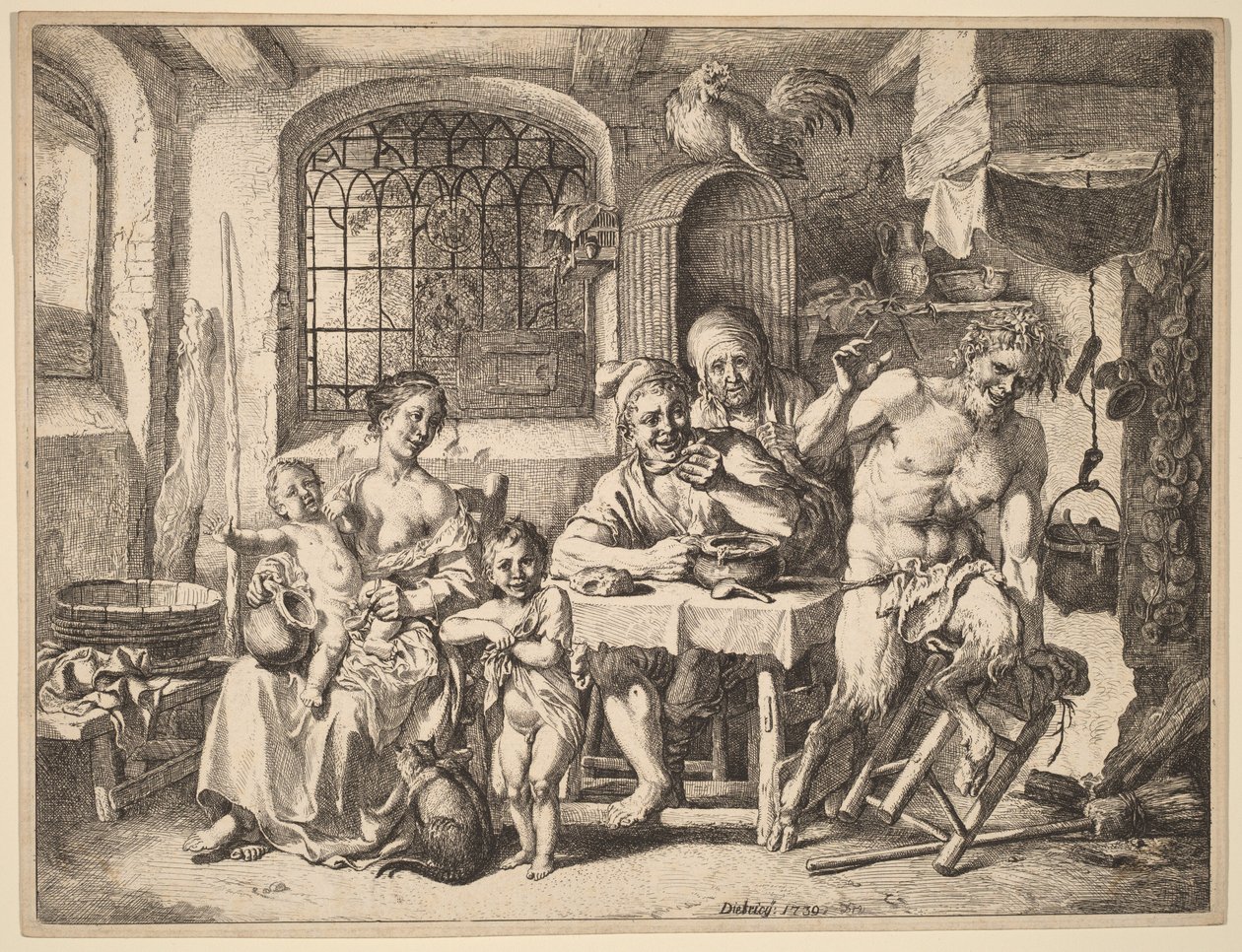 Un satiro in visita a una famiglia contadina da Christian Wilhelm Ernst Dietrich