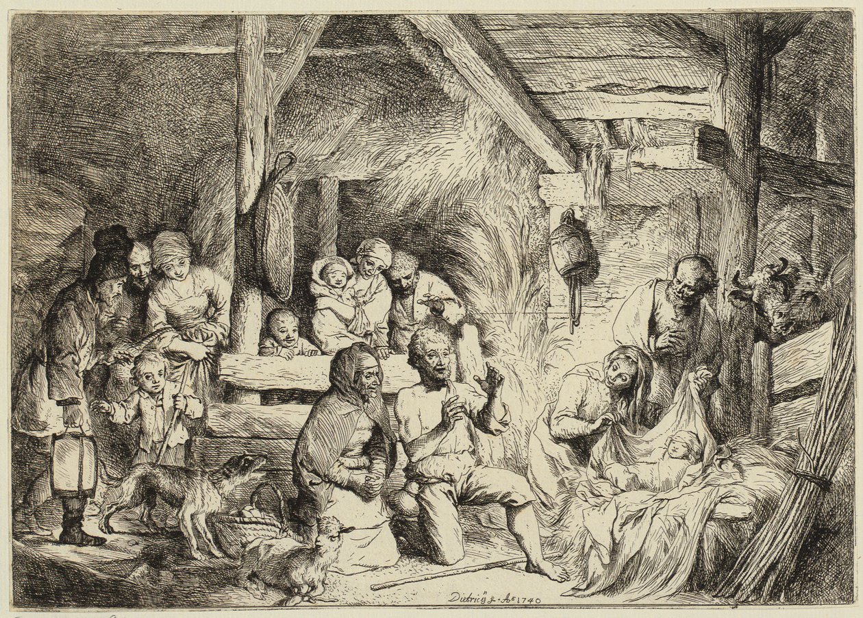 Adorazione dei pastori da Christian Wilhelm Ernst Dietrich