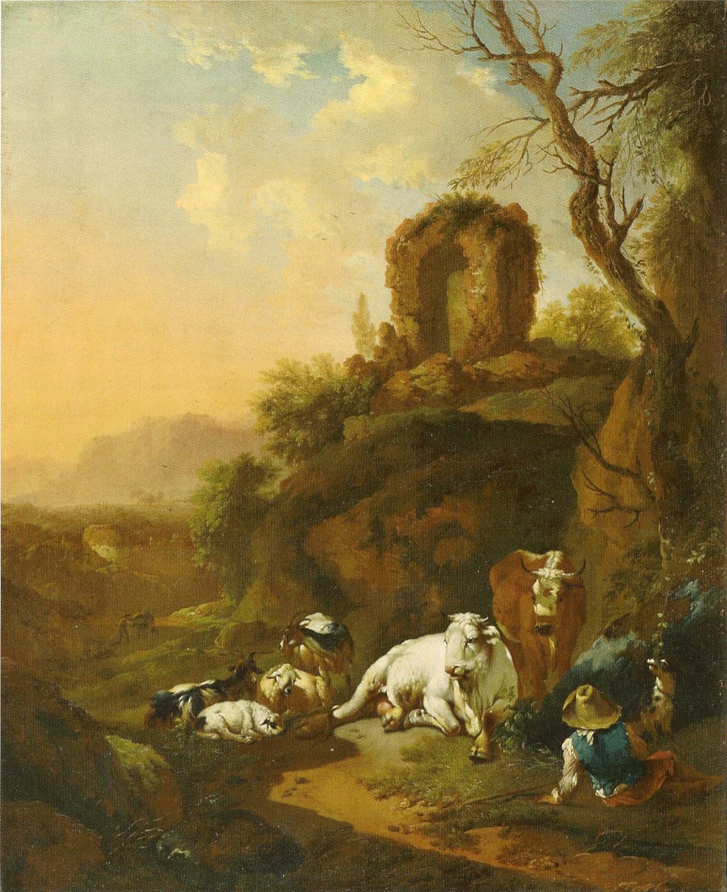 Paesaggio bucolico con rovine da Christian Wilhelm Ernst Dietrich
