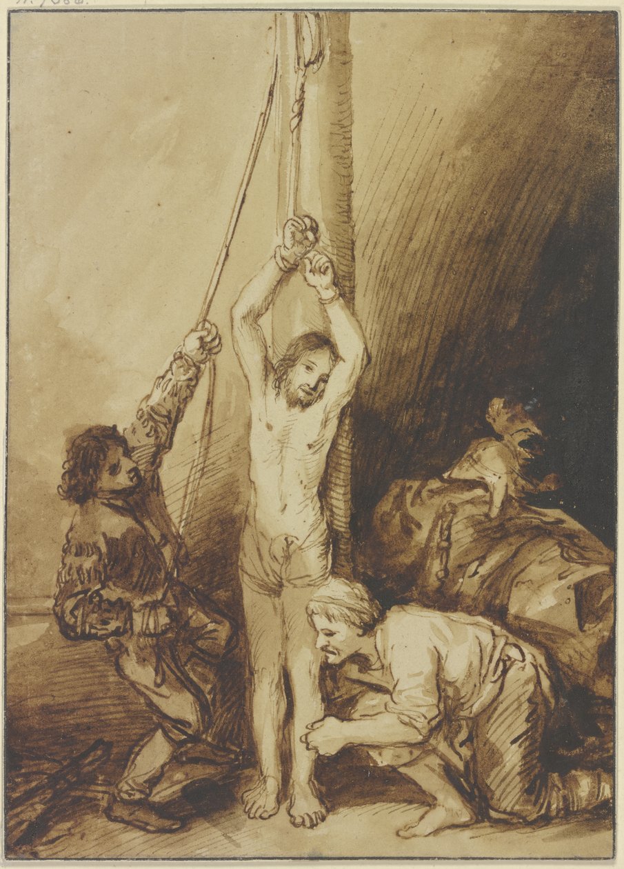 Cristo alla colonna del martirio, alla maniera di Rembrandt da Christian Wilhelm Ernst Dietrich