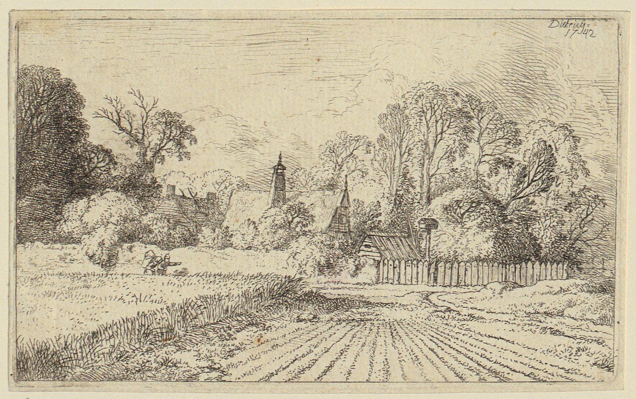Un sentiero accanto a un campo di grano da Christian Wilhelm Ernst Dietrich