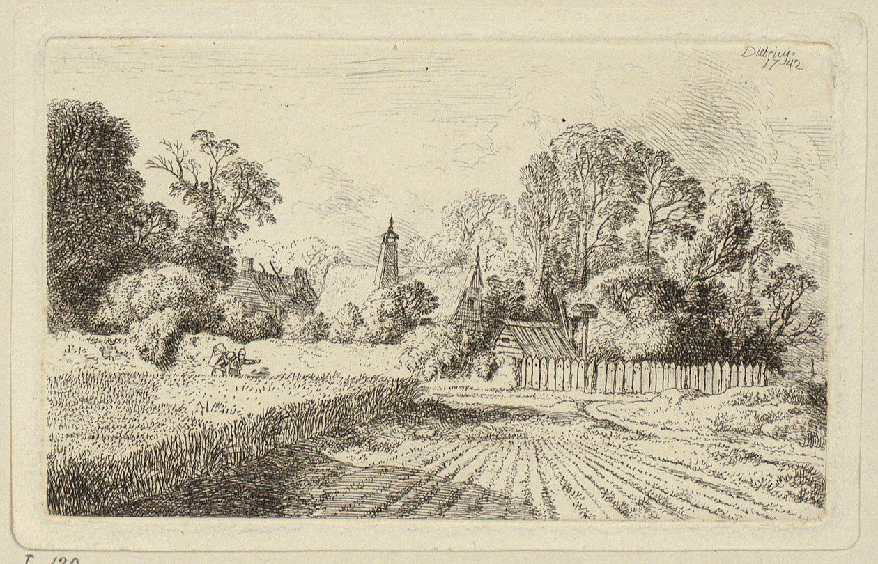 Un sentiero accanto a un campo di grano da Christian Wilhelm Ernst Dietrich