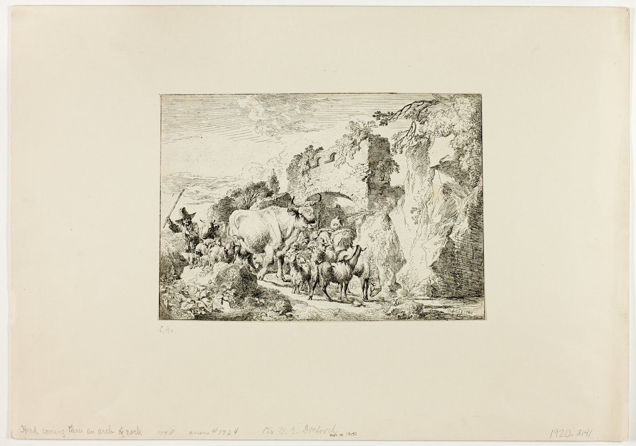 Mandria che passa attraverso un arco di roccia da Christian Wilhelm Ernst Dietrich