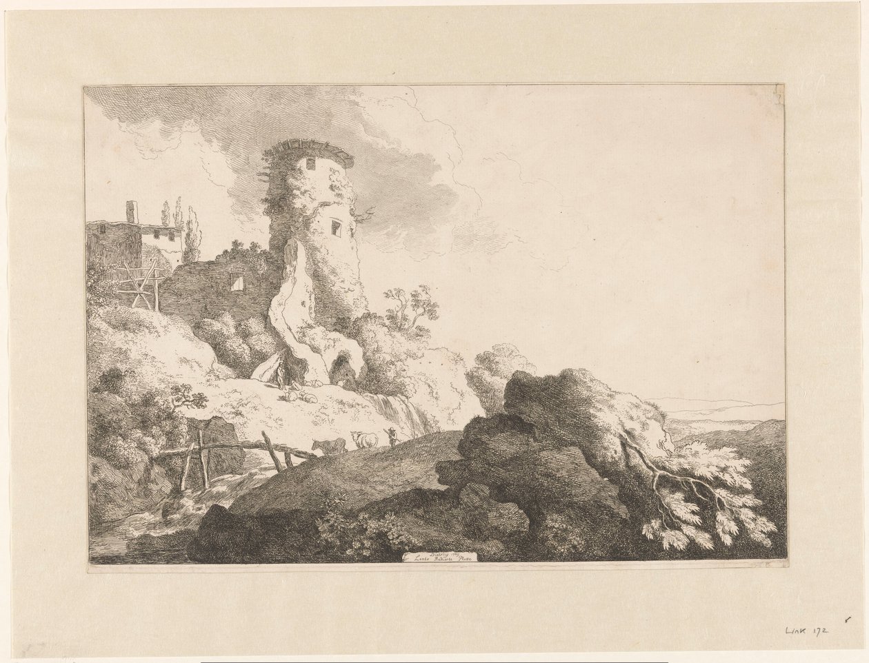Heuvellandschap met toren da Christian Wilhelm Ernst Dietrich