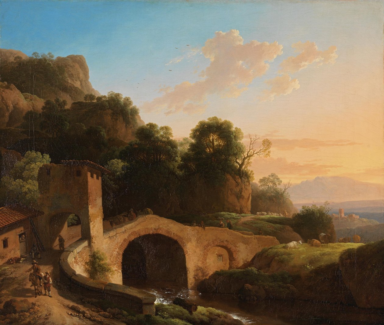 Paesaggio italiano con ponte ad arco da Christian Wilhelm Ernst Dietrich