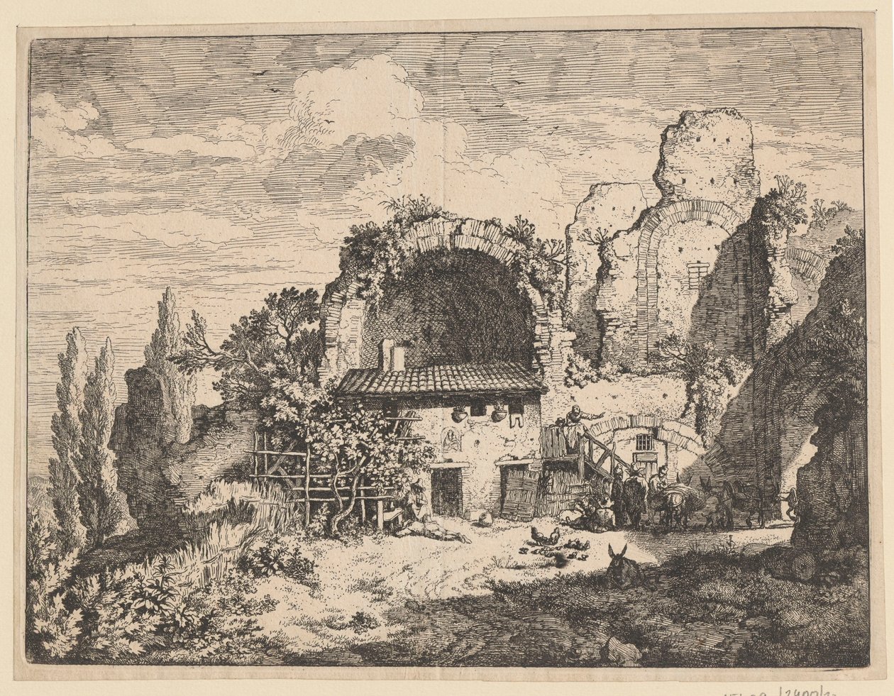Paesaggio con rovine ed edifici rurali da Christian Wilhelm Ernst Dietrich