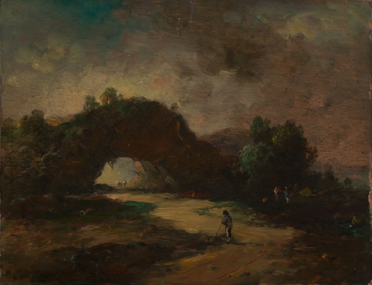 Paesaggio con un arco roccioso ricoperto di cespugli da Christian Wilhelm Ernst Dietrich