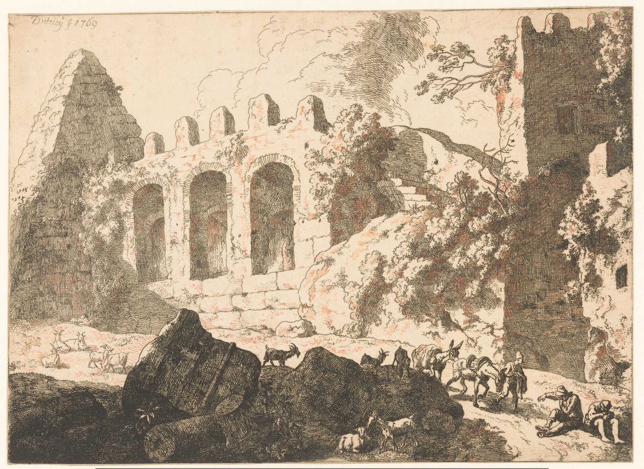Paesaggio con rovine e una piramide da Christian Wilhelm Ernst Dietrich