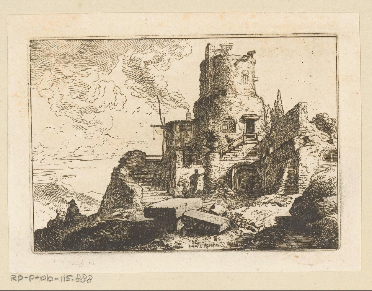 Paesaggio con torre di vedetta da Christian Wilhelm Ernst Dietrich