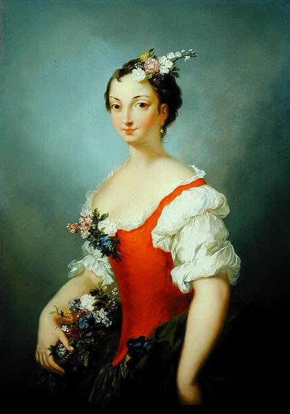 Ritratto di una signora con fiori da Christian Wilhelm Ernst Dietrich