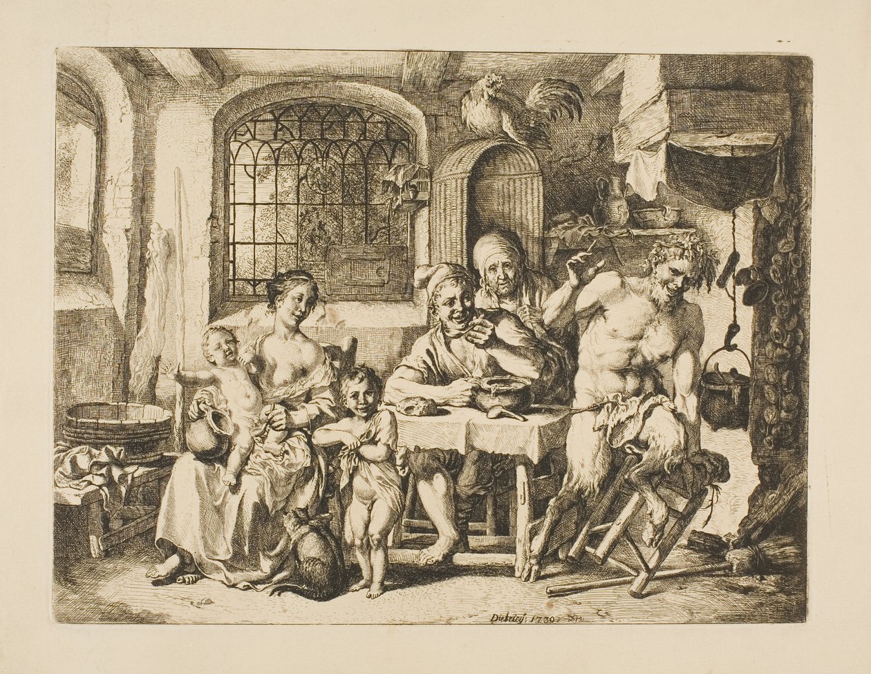 Satiro in casa di contadini, nello stile di Jordaens da Christian Wilhelm Ernst Dietrich