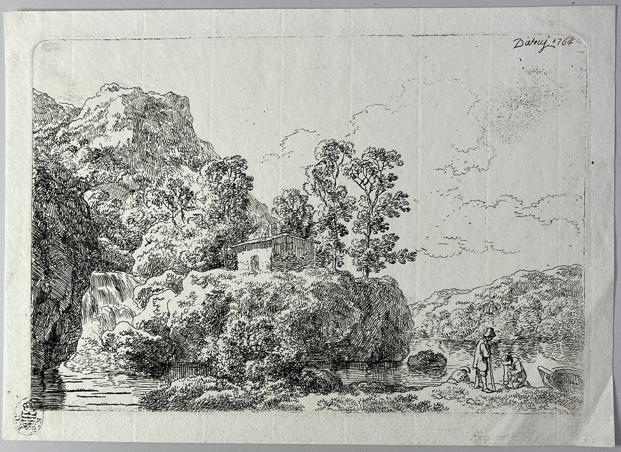 La capanna su una roccia vicino a un ruscello da Christian Wilhelm Ernst Dietrich