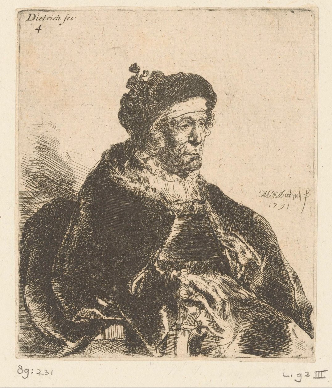 Donna anziana seduta da Christian Wilhelm Ernst Dietrich