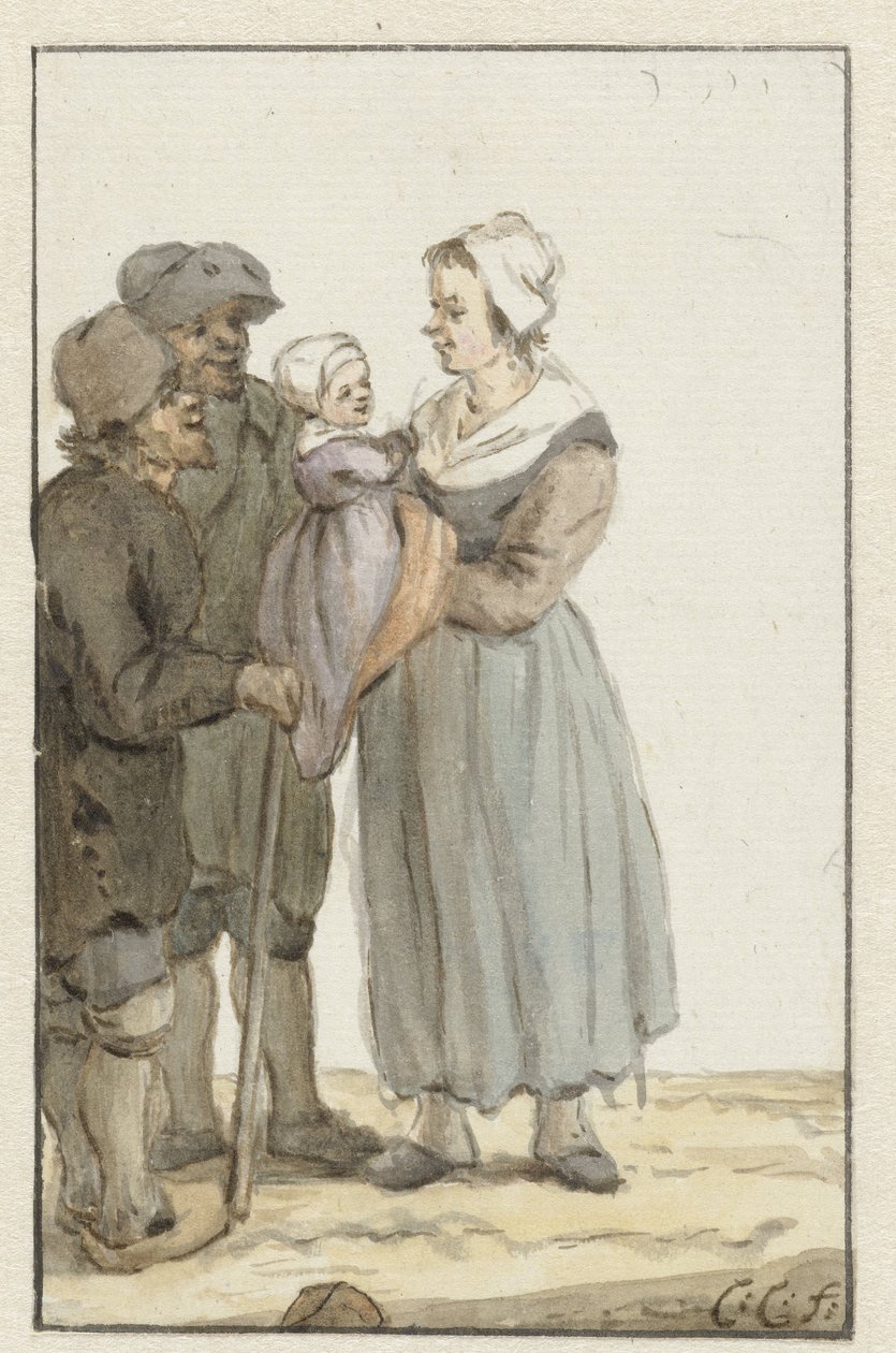 Donna con bambino vicino a due uomini da Christina Chalon