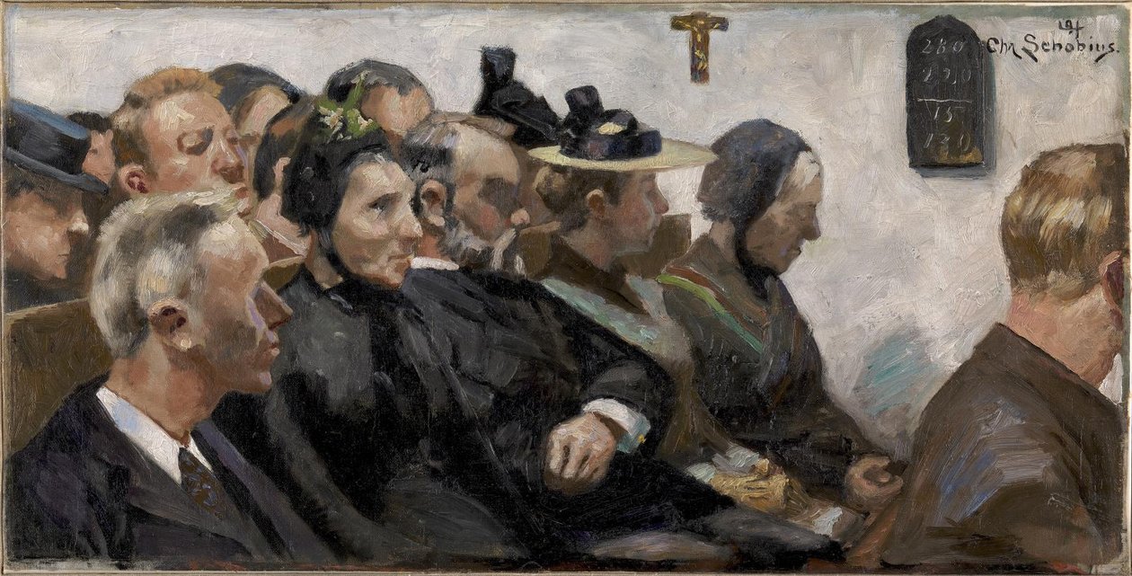 Tilhørere i en landsbykirke da Christjern Schobius