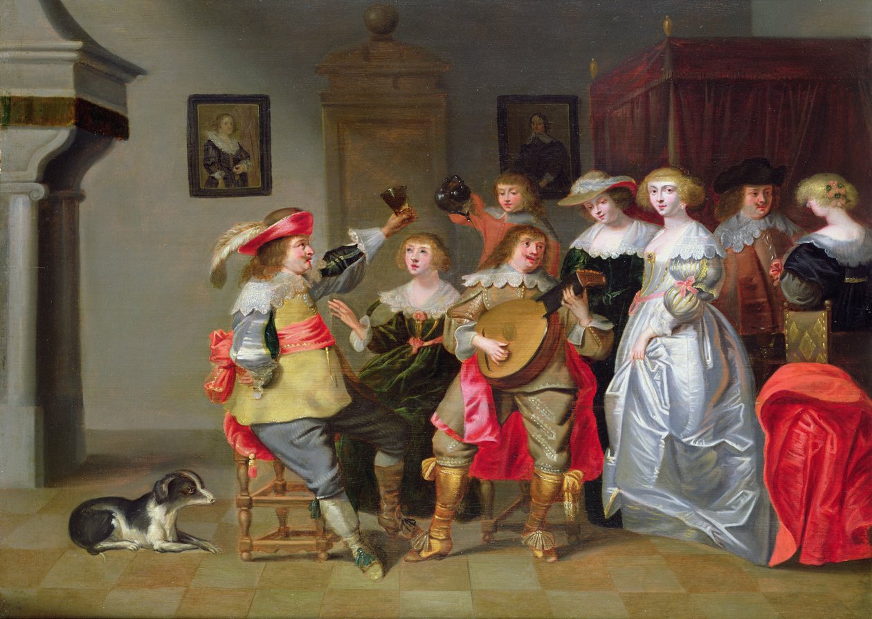 Una compagnia elegante che si diverte in un interno da Christoffel Jacobsz van der Lamen