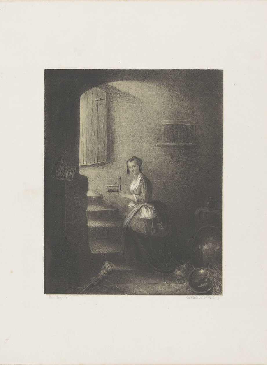 Donna con trappola per topi da Christoffel Bisschop