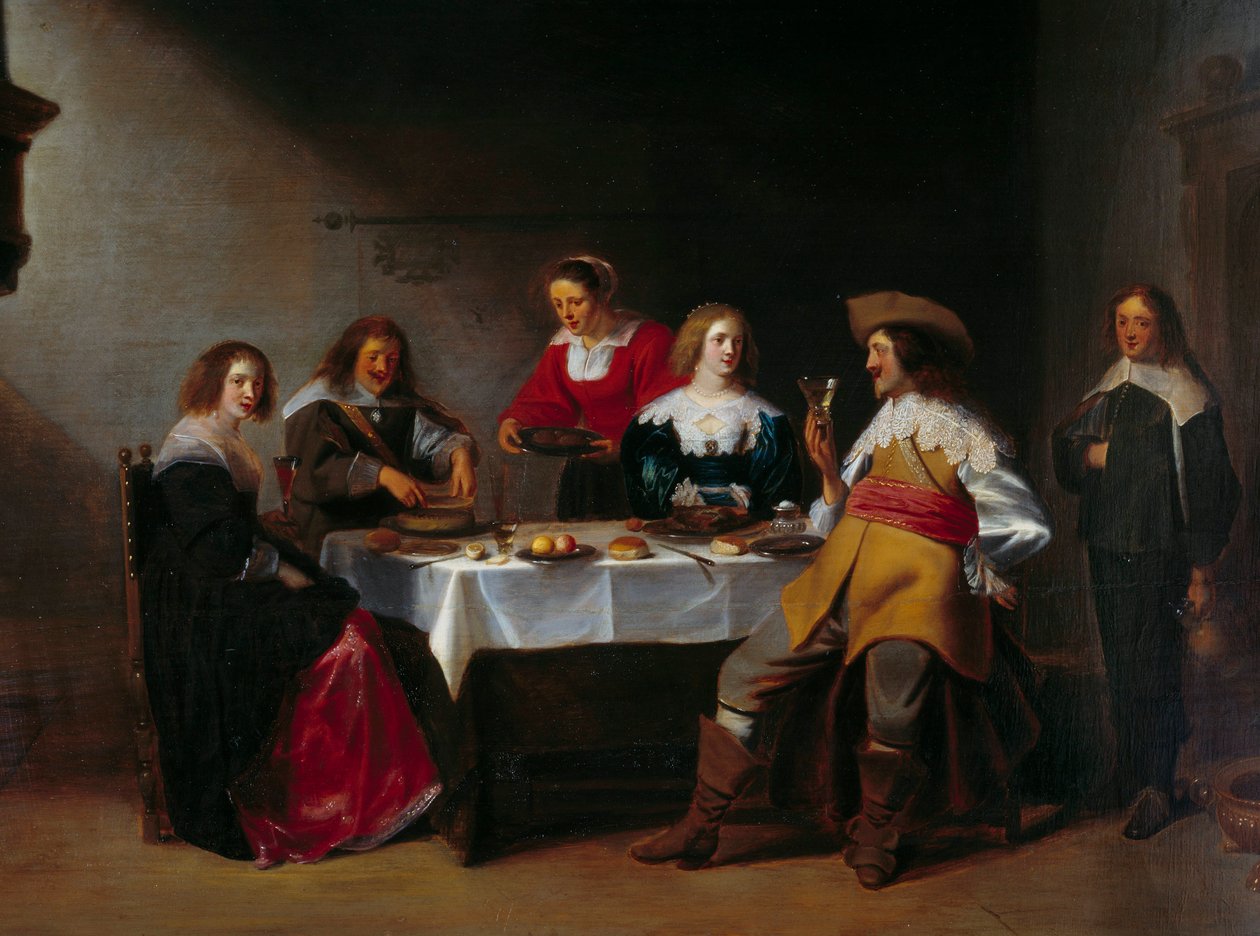 Dettaglio di Company meal da Christoffel Jacobsz van der Lamen