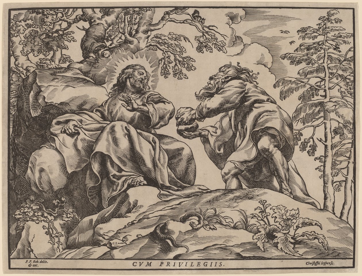 La Tentazione di Cristo da Parte del Diavolo da Christoffel Jegher after Sir Peter Paul Rubens