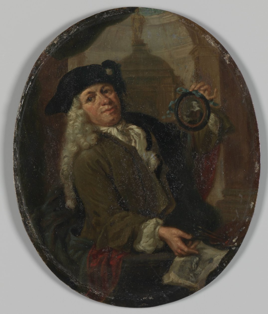 Ritratto di Arnoud van Halen (1673-1732). Pittore, incisore, poeta e collezionista ad Amsterdam da Christoffel Lubienitzki (copy after)