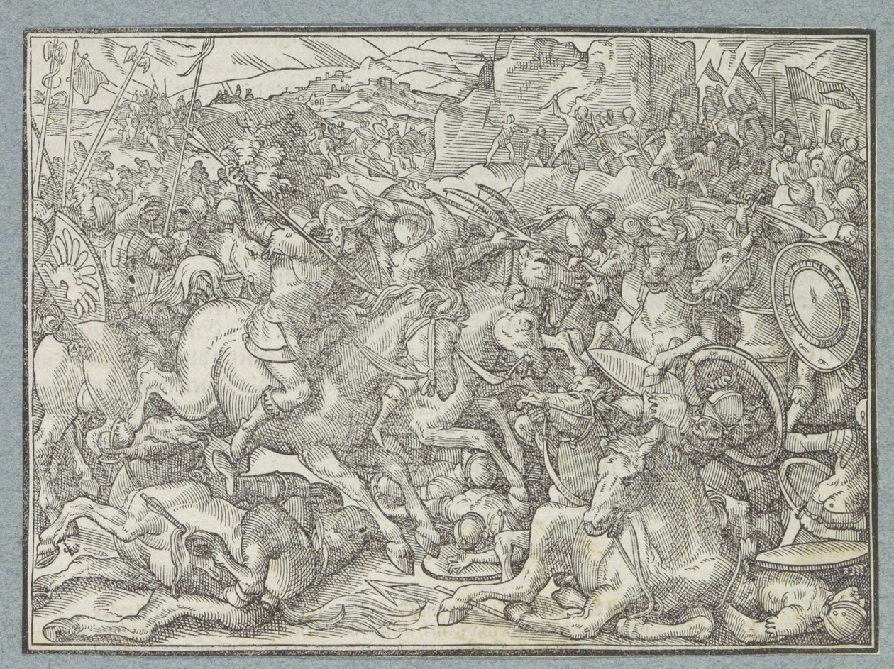 Battaglia presso una parete rocciosa da Christoffel van Sichem (I)