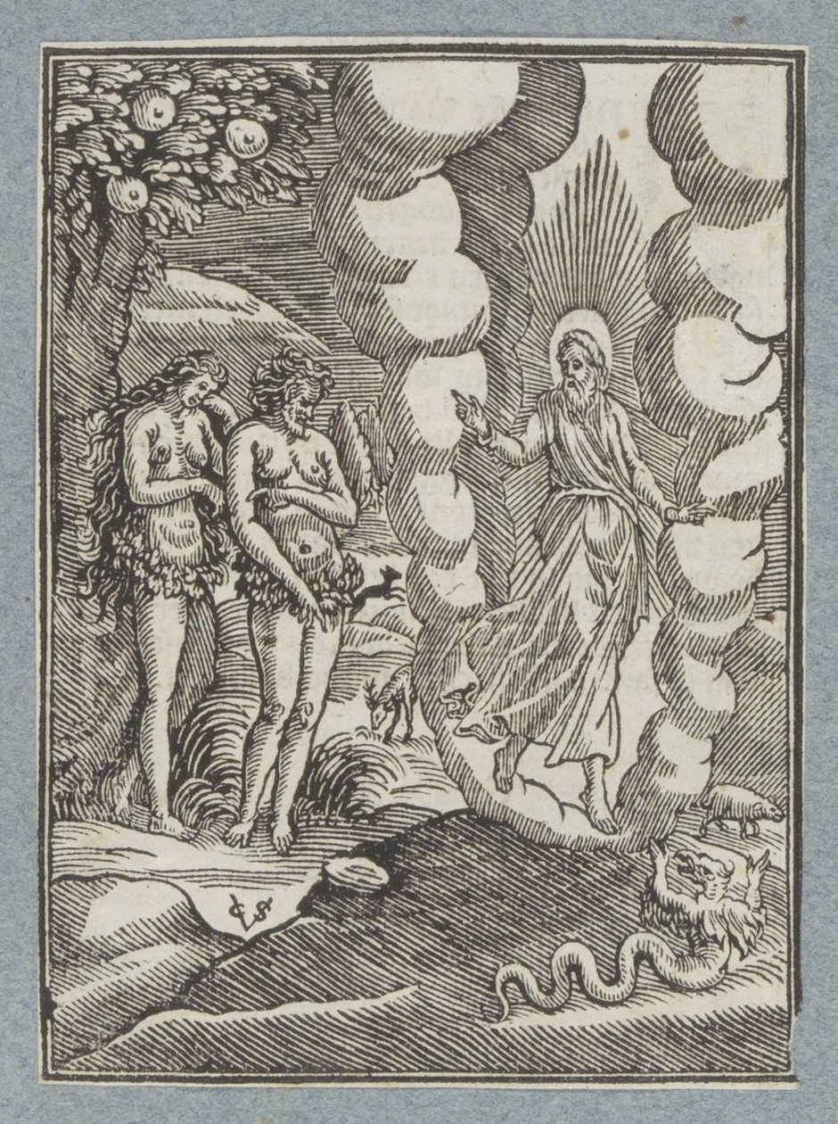 Adamo ed Eva si vergognano della loro nudità da Christoffel van Sichem (II)