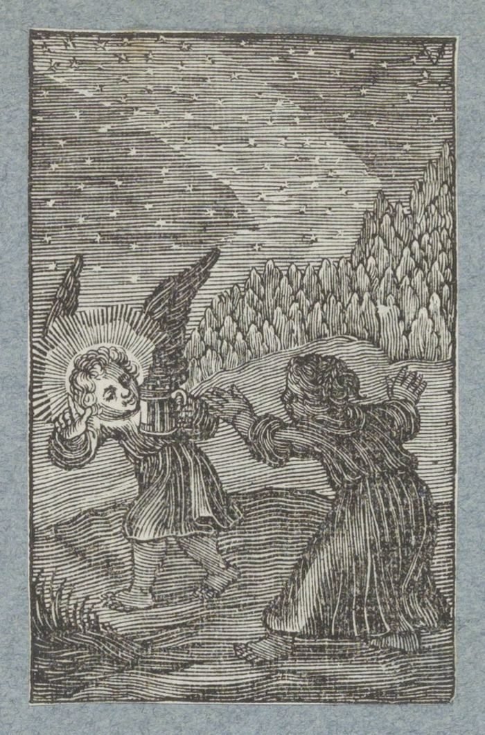 Angelo con lanterna indica la strada a un bambino da Christoffel van Sichem (II)