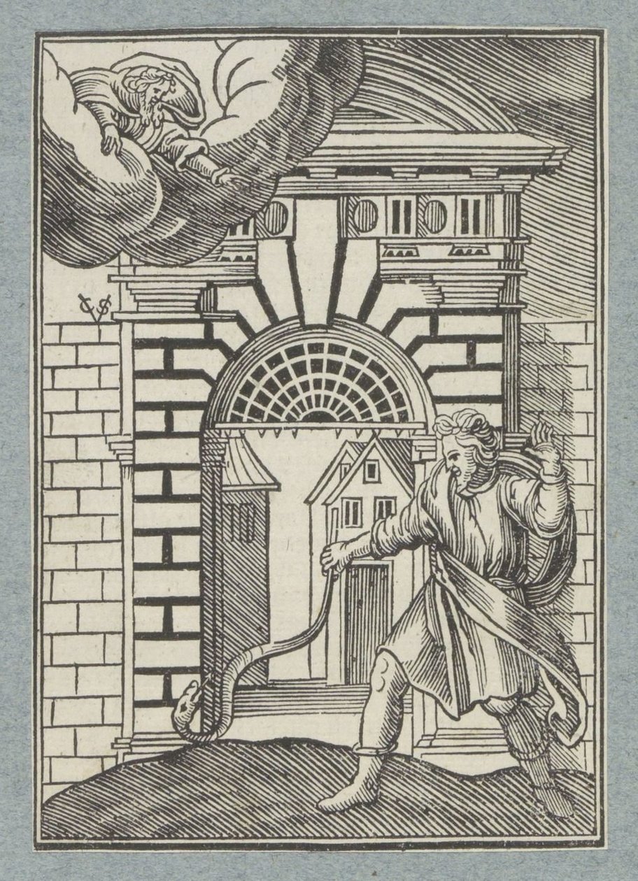 Dio Padre trasforma il bastone di Mosè in un serpente da Christoffel van Sichem (II)