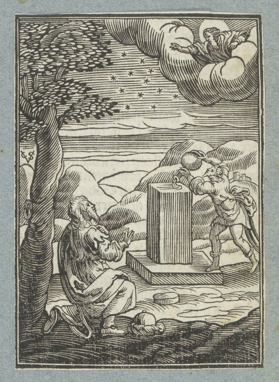 Patto di Dio con Abramo; Giacobbe unge la pietra su cui ha dormito da Christoffel van Sichem (II)
