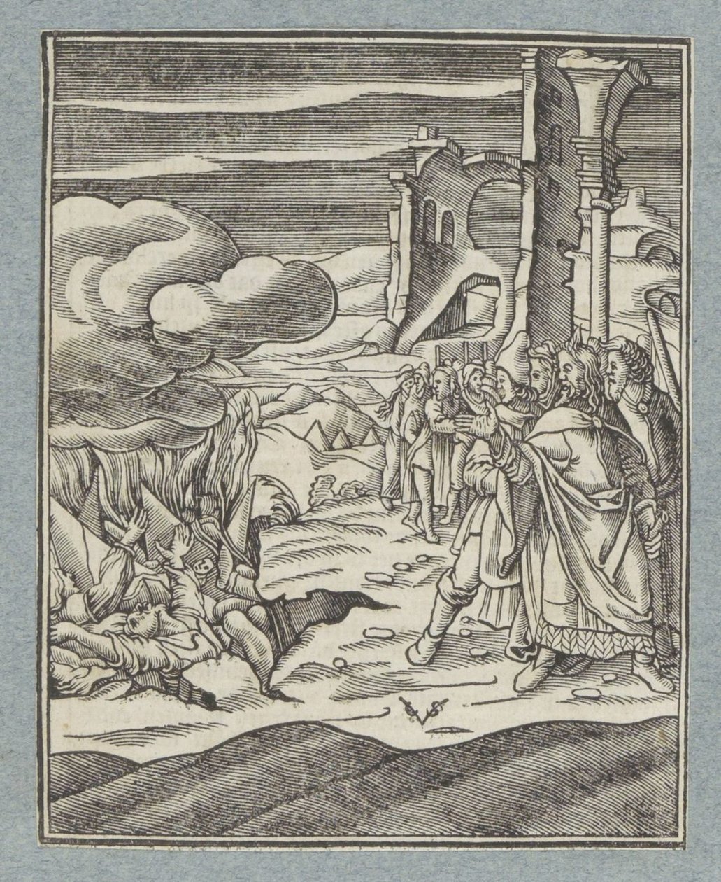 Korah, Datan e Abiram e le loro famiglie inghiottiti dalla terra da Christoffel van Sichem (II)
