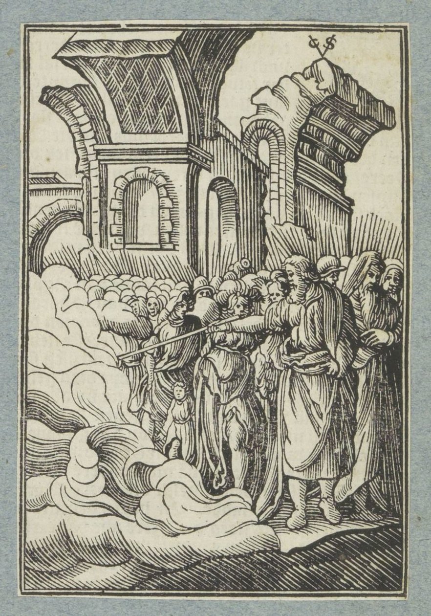 Mosè divide le acque con il suo bastone da Christoffel van Sichem (II)