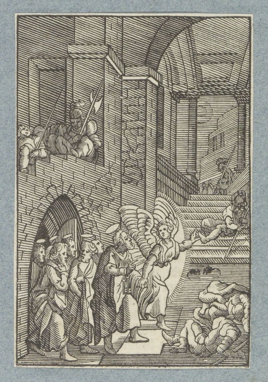 Pietro e gli altri apostoli liberati da un angelo dalla prigione da Christoffel van Sichem (II)