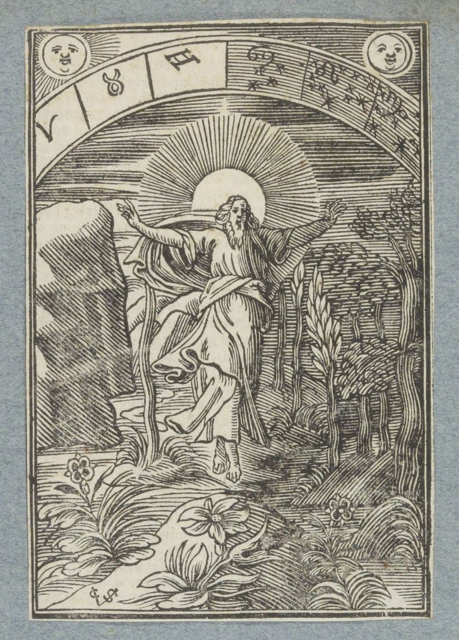 Quarto giorno della creazione: creazione del sole, della luna e delle stelle da Christoffel van Sichem (II)