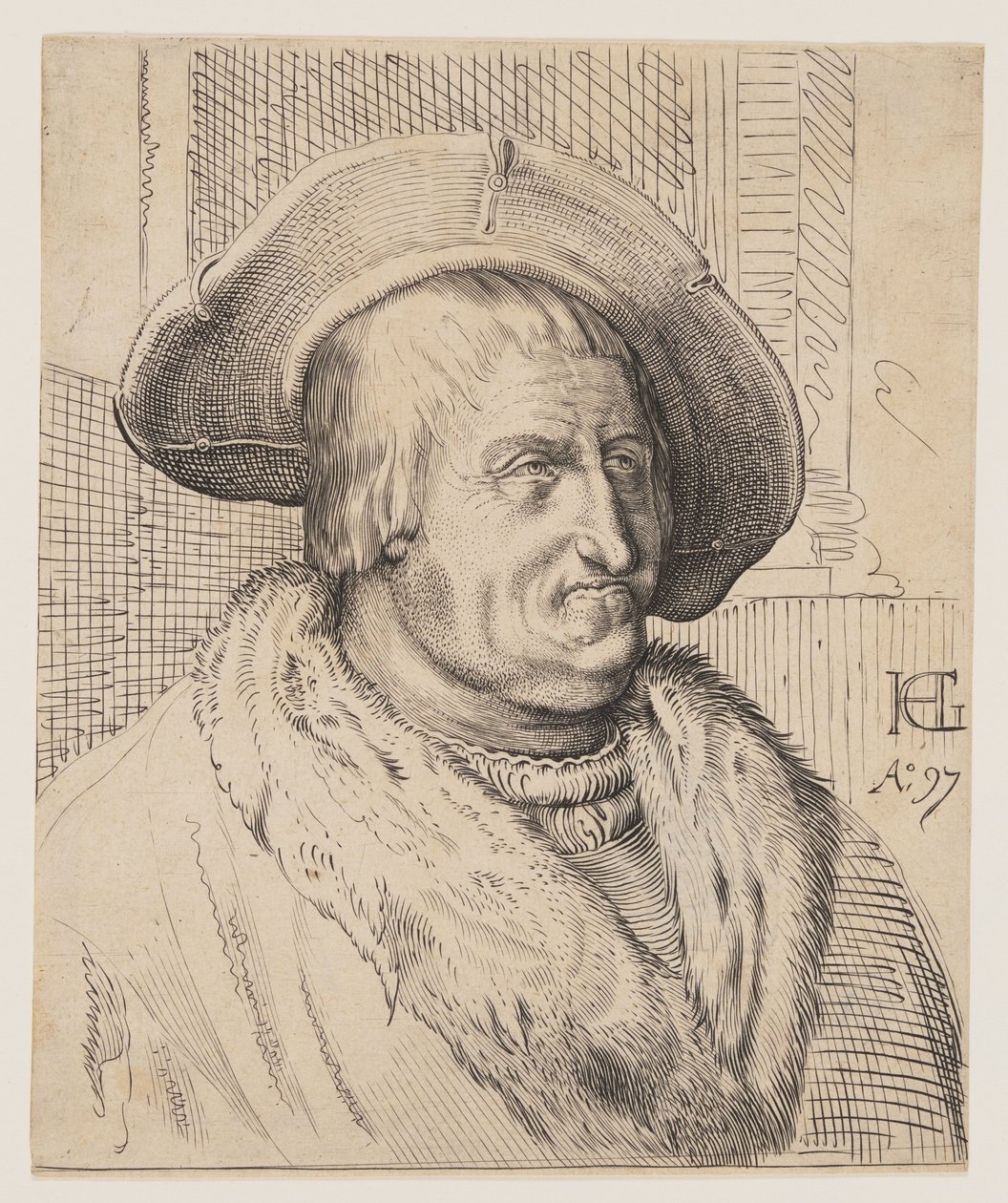 Ritratto fantasy di un vecchio con cappello da Christoffel van Sichem I