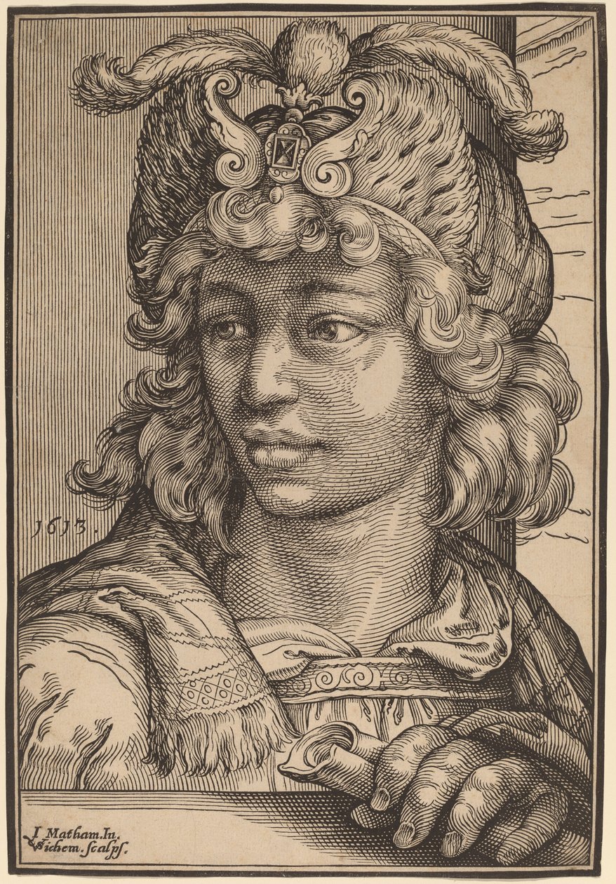 Busto di un giovane uomo da Christoffel van Sichem I after Jacob Matham