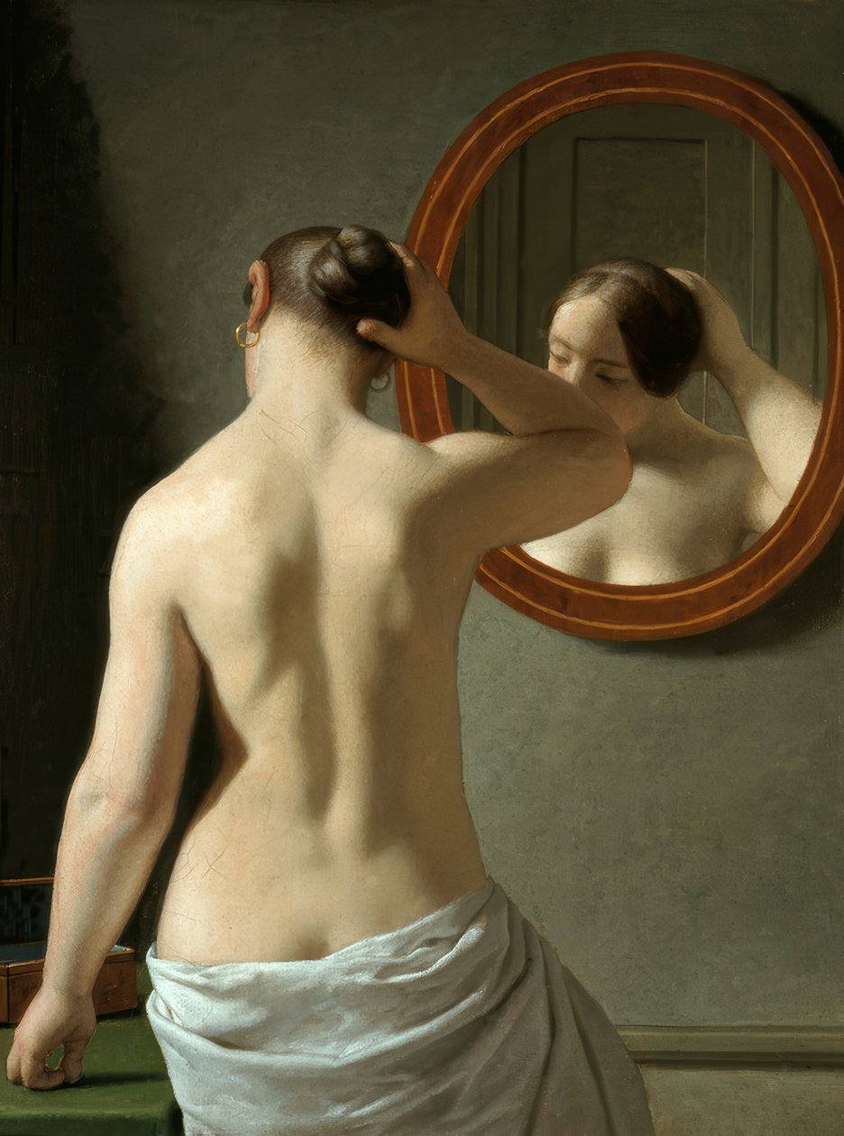 Giovane donna davanti a uno specchio da Christoffer Wilhelm Eckersberg