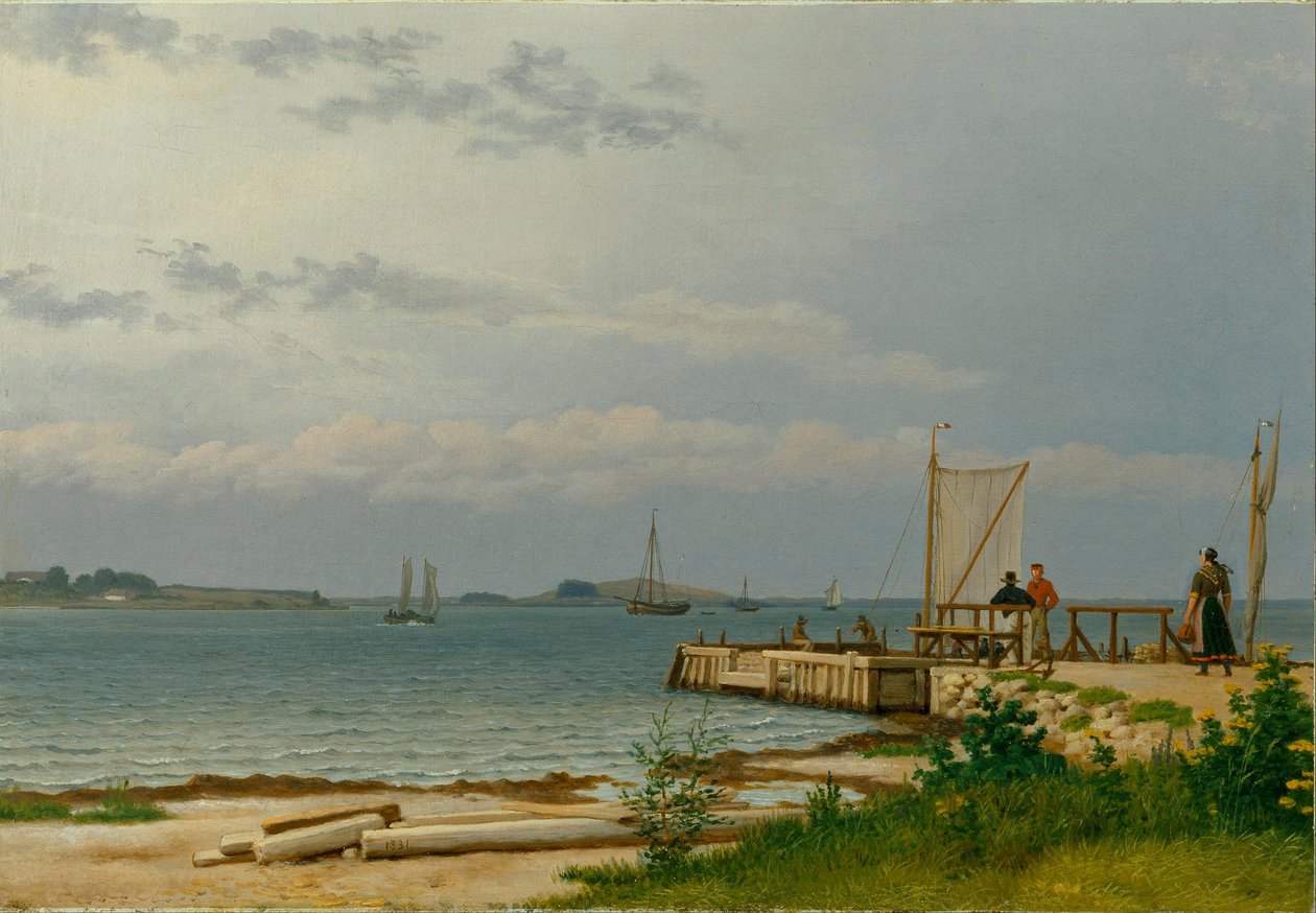 Vista verso Koster dal molo di Kallehave da Christoffer Wilhelm Eckersberg