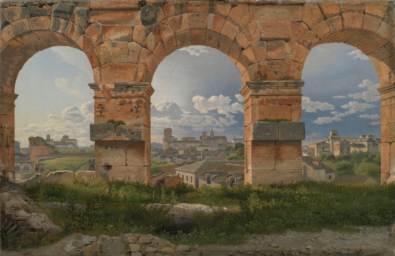 Veduta attraverso tre degli archi nord-occidentali del terzo piano del Colosseo a Roma da Christoffer Wilhelm Eckersberg