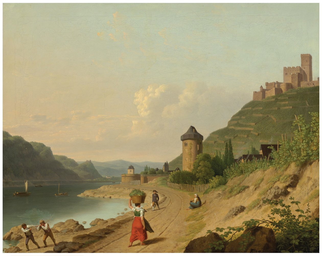 Figure su una pista in riva al Reno da Christoffer Wilhelm Eckersberg
