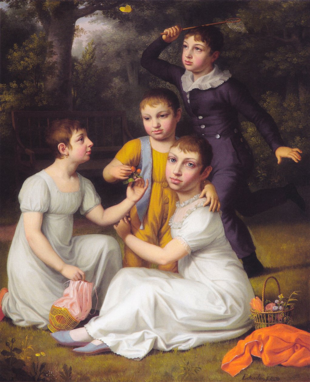Ritratto dei quattro figli maggiori di Johannes Søbøtker a Hummeltofte. da Christoffer Wilhelm Eckersberg