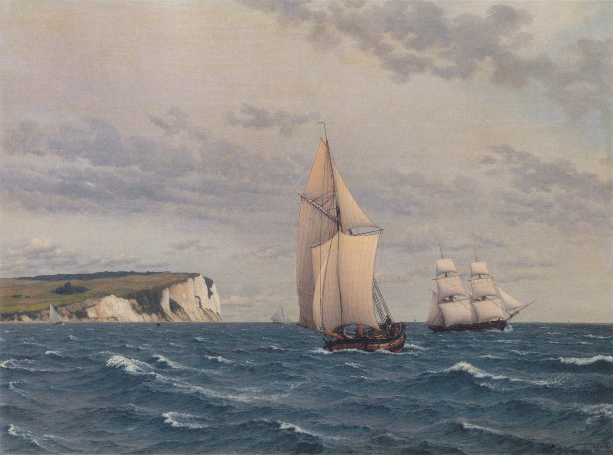 La parte meridionale delle scogliere di Møn vista dal mare. da Christoffer Wilhelm Eckersberg