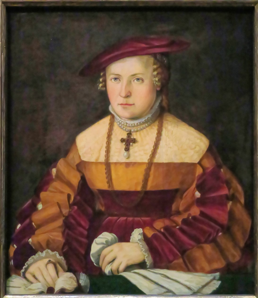 Tedesco: Bildnis der Ehefrau des Ulrich Ehinger, Ursula Meuting (†1588) (Ritratto della moglie di Ulrich Ehinger, Ursula Meuting) Ritratto della moglie di Ulrich Ehinger, Ursula Meuting da Christoph Amberger