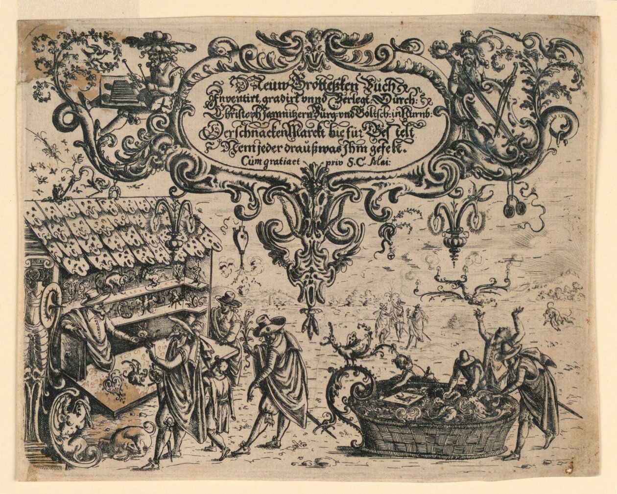 Pagina del titolo da Neüw Grotteßken Buch (Nuovo Libro Grottesco) da Christoph Jamnitzer