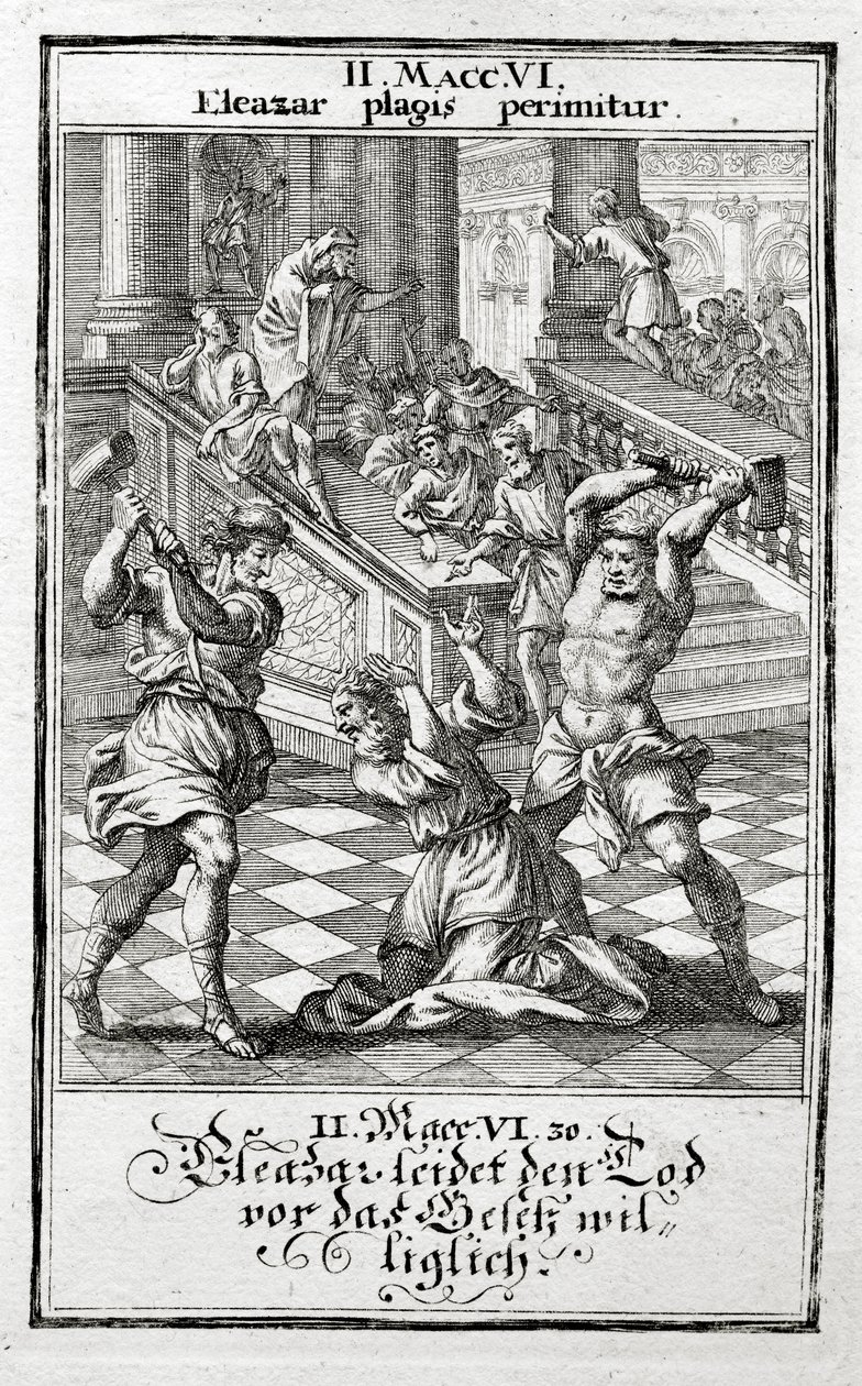 Eleazar accetta volontariamente la pena di morte, Maccabei 1695 da Christoph Weigel