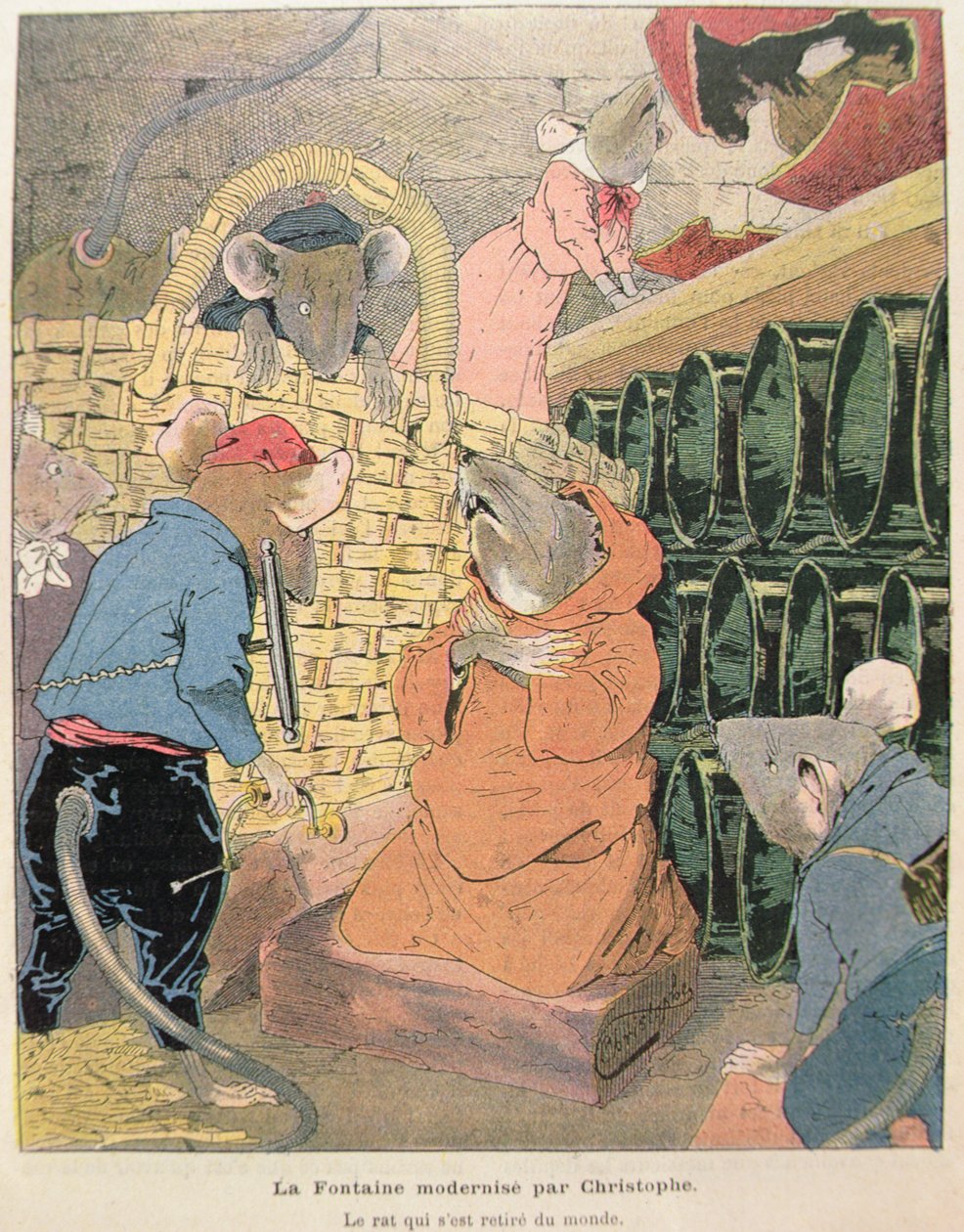 Illustrazione per Il topo che si è ritirato dalla società dalle Favole di Jean de La Fontaine (1621-95) 1902 da Christophe 1856 1945 Christophe 1856 1945