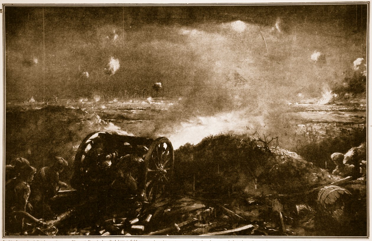 Artiglieria portata a supporto di un attacco di fanteria britannica vicino a Ypres, 1914-19 da Christopher Clark