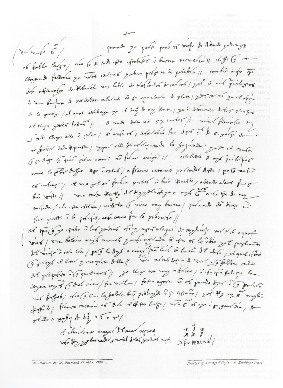 Lettera di Colombo datata dicembre 1504 indirizzata al Dottor Oderigo, da 