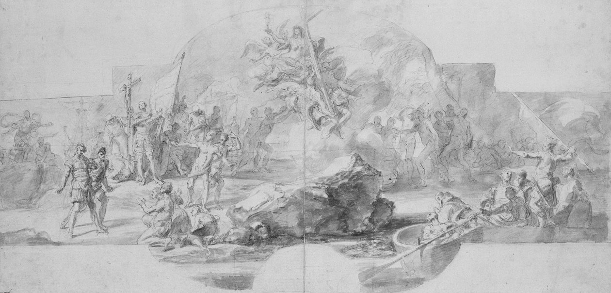 Lo sbarco di Colombo in America, studio per un dipinto (distrutto nel 1777) per la Sala del Minor Consiglio da Christopher Columbus