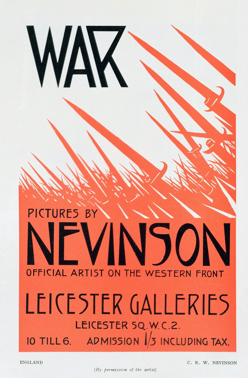 Quadri di guerra di Nevinson, artista ufficiale sul fronte occidentale, poster per una mostra da Christopher Richard Wynne Nevinson